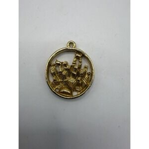 Vintage Gold Tone City Skyline Pendant  – Urban Statement Jewelry